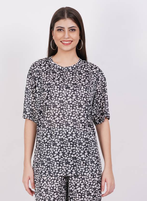 Aileyis Printed Women Round Neck Multicolor T-Shirt