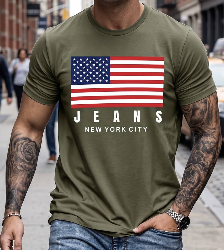 Royal spin Printed Men Round Neck Green T-Shirt