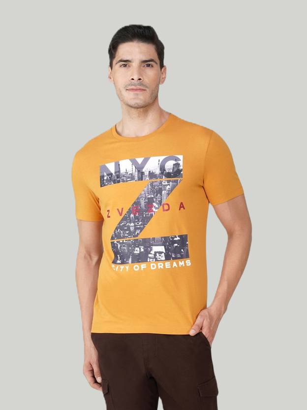 Zvezda Printed Men Round Neck Gold T-Shirt
