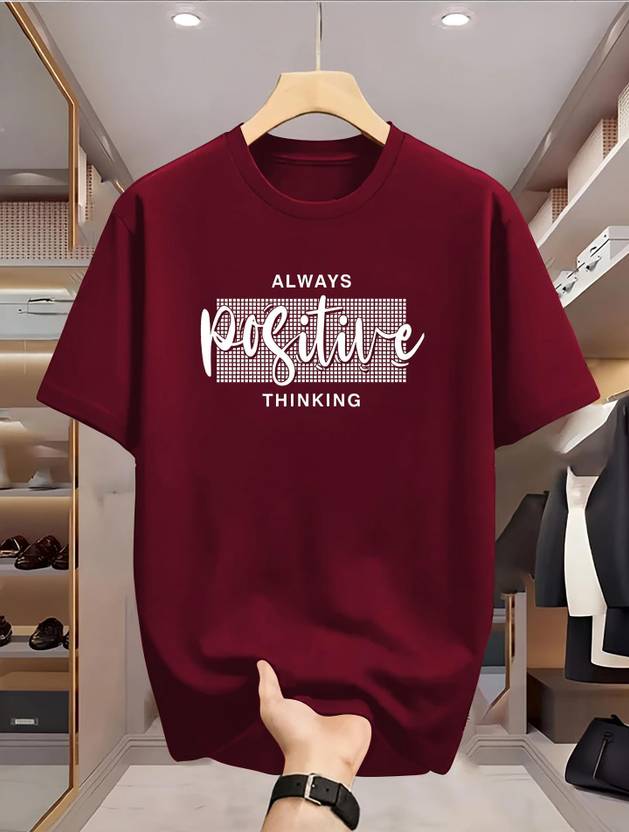 Hustle Tees Men Printed Round Neck Cotton Blend Maroon T-Shirt