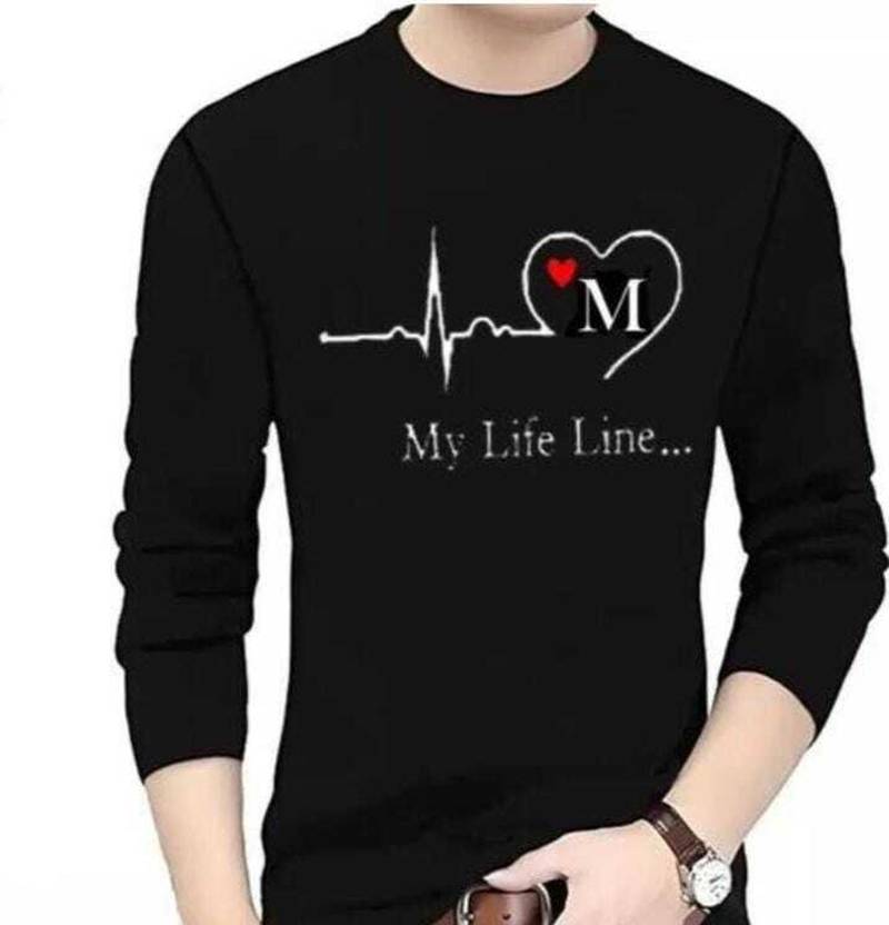 Tryfa Men Printed, Typography Round Neck Cotton Blend Black T-Shirt