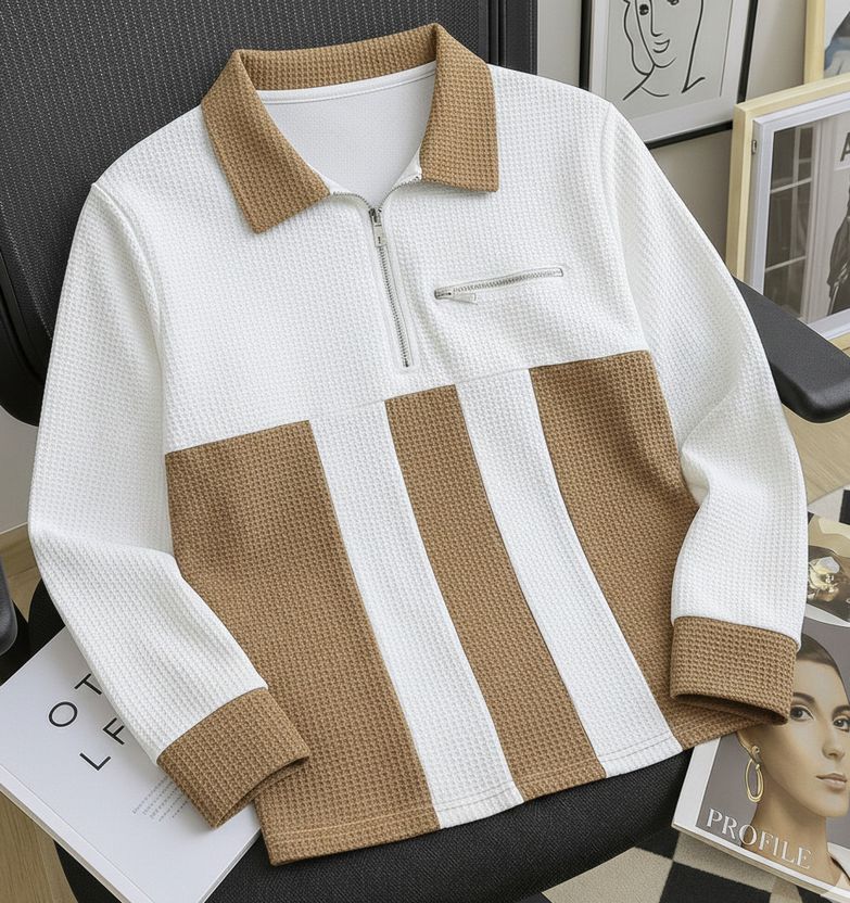 Try Men Striped Zip Neck Black T-Shirt - Image 7
