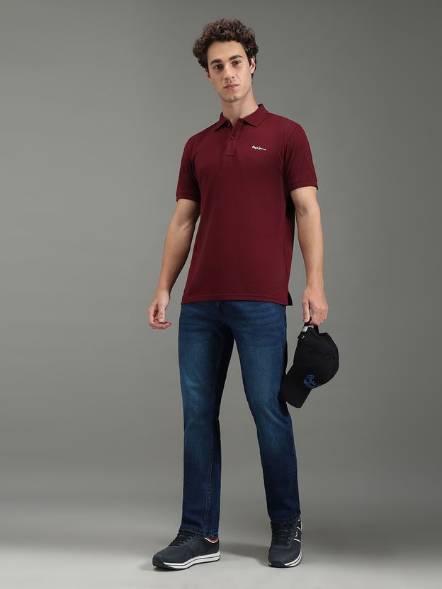 Pepe Jeans Men Red Polycotton Polo Neck T-Shirt - Image 5