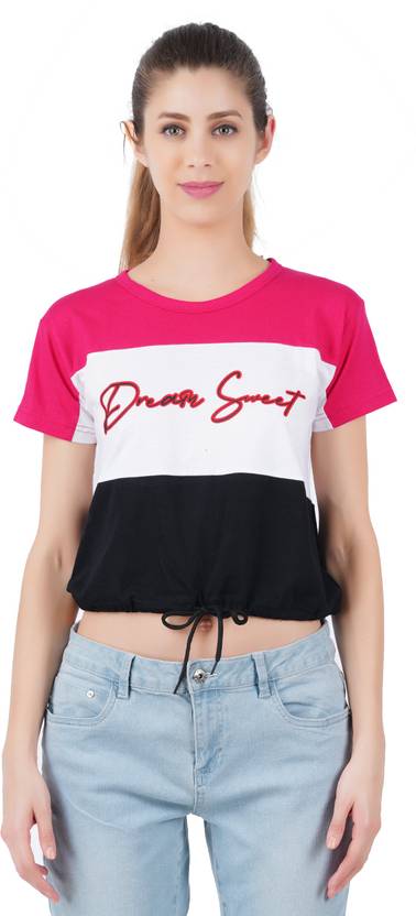 BERRY STREET Typography Women Round Neck Pink T-Shirt