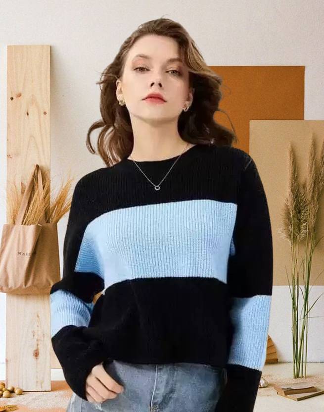 Amrutiya Enterprises Colorblock Women Round Neck Blue T-Shirt