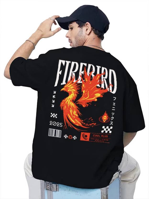 Cool Plus Men Printed Round Neck Cotton Blend Black T-Shirt
