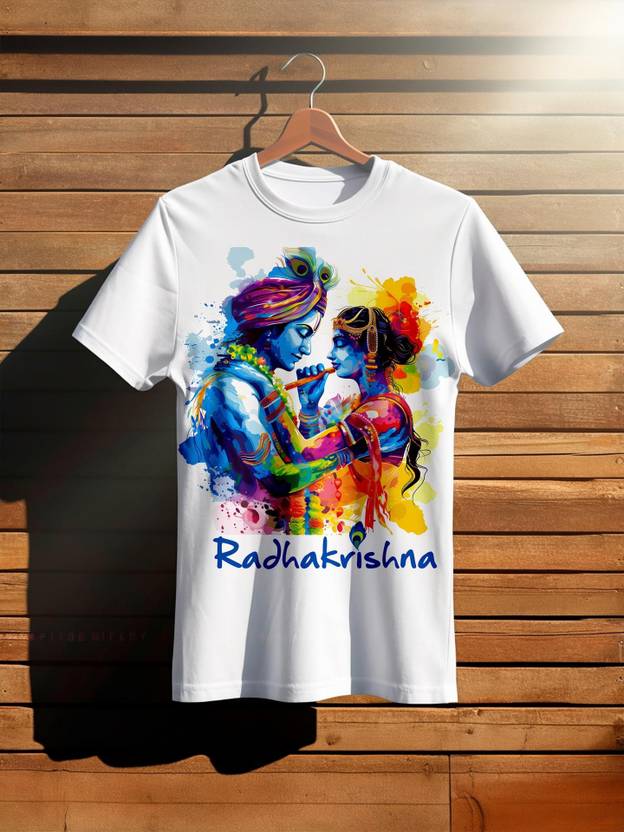 StreetWear Fashion Men Printed Round Neck Polyester White T-Shirt