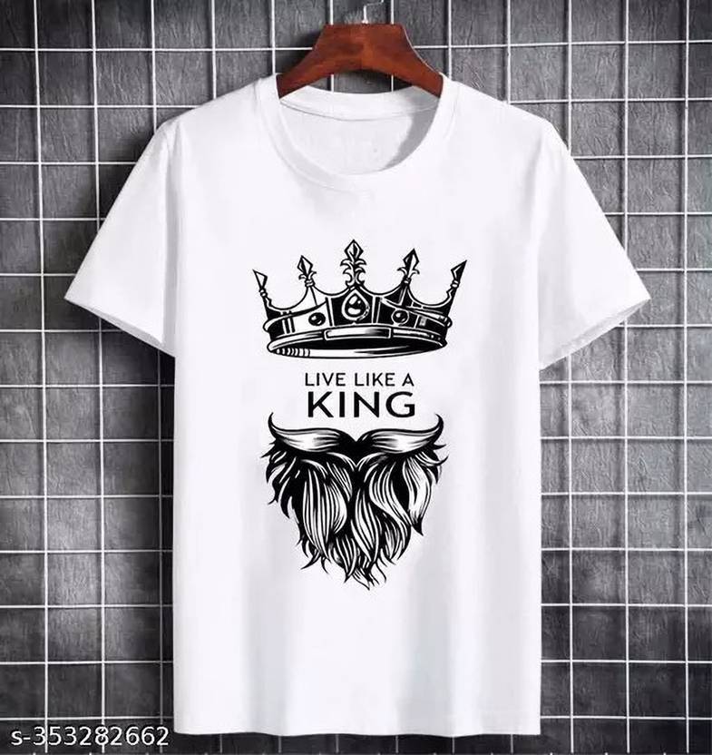 TrendyNC Printed Men Round Neck White T-Shirt