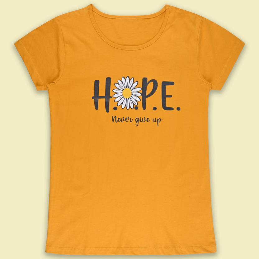 Wishkaro Graphic Print Women Round Neck Yellow T-Shirt