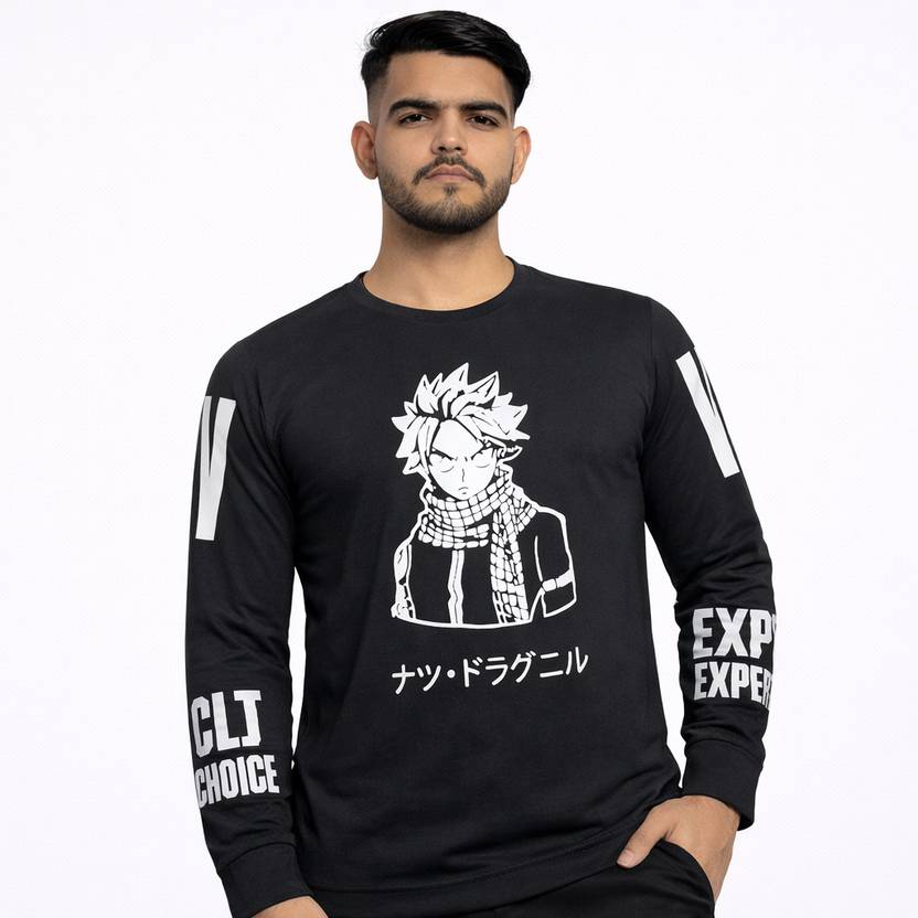 Bhadawar Creations Printed Men Round Neck Black T-Shirt