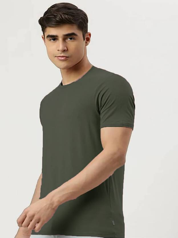 9LKHA Solid Men Round Neck Green T-Shirt