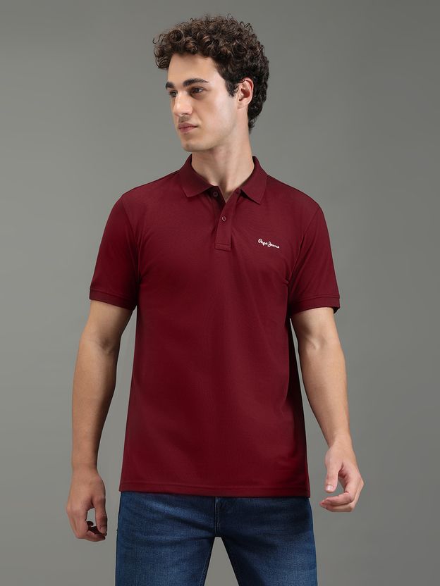 Pepe Jeans Men Red Polycotton Polo Neck T-Shirt - Image 2