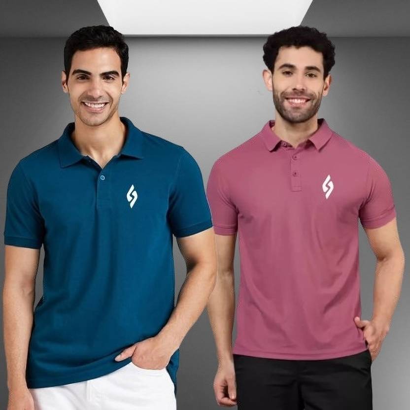 SM SHAYAM CREATION Pack of 2 Men Printed Polo Neck Polycotton Multicolor T-Shirt