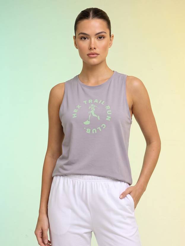 HRX by Hrithik Roshan Women Printed Round Neck Polyester Purple T-Shirt