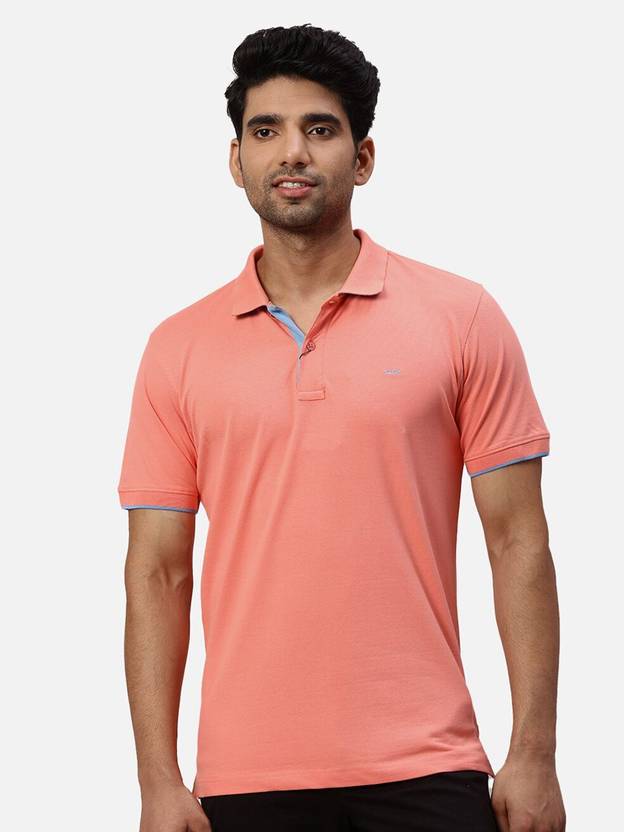 COLORPLUS Solid Men Polo Neck Orange T-Shirt