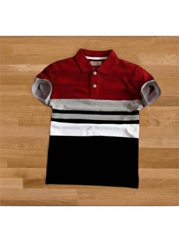 MAFURD Men Striped Polo Neck Cotton Blend Multicolor T-Shirt