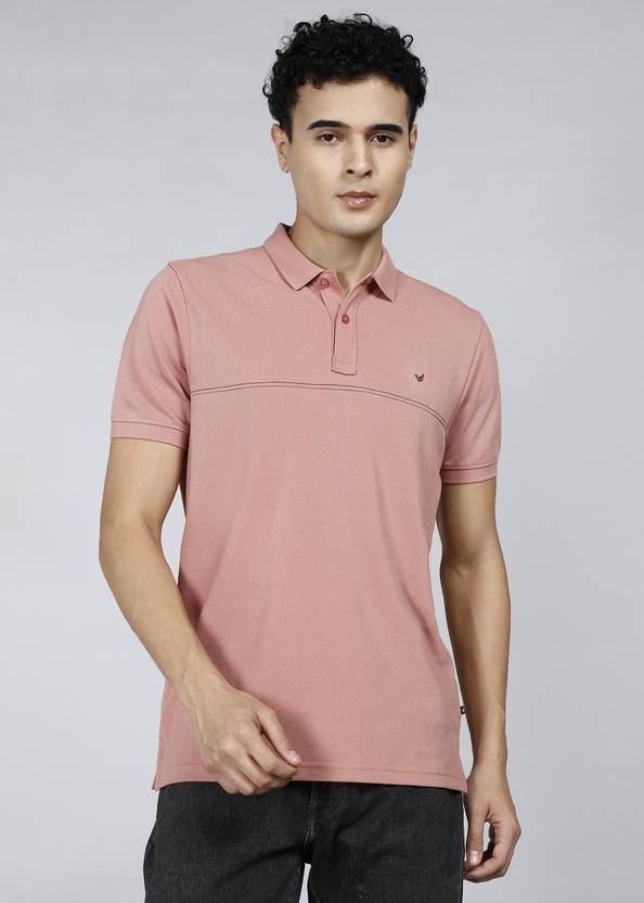Blackberrys Solid Men Polo Neck Orange T-Shirt
