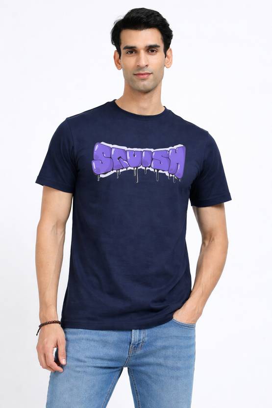 Exoticwear Men Graphic Print, Typography Round Neck Cotton Blend Purple T-Shirt
