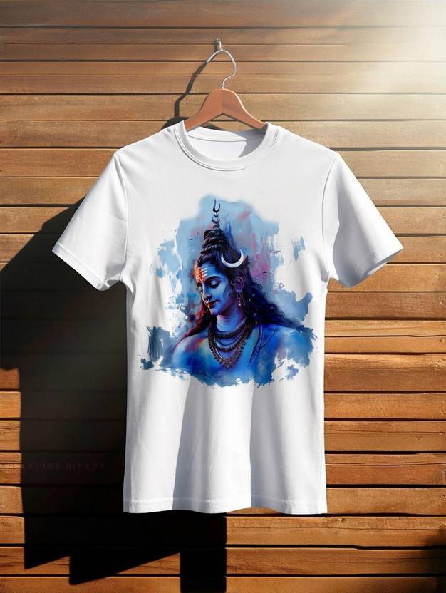 StreetWear Fashion Men Printed Round Neck Polyester White T-Shirt