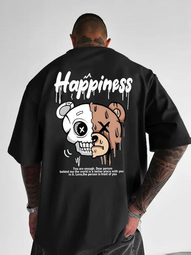 Fabfashion Men Black Cotton Blend T-Shirt - Image 3