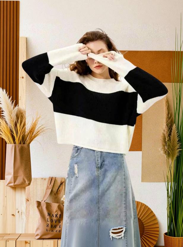 Amreliya Style Colorblock Women Round Neck Blue T-Shirt