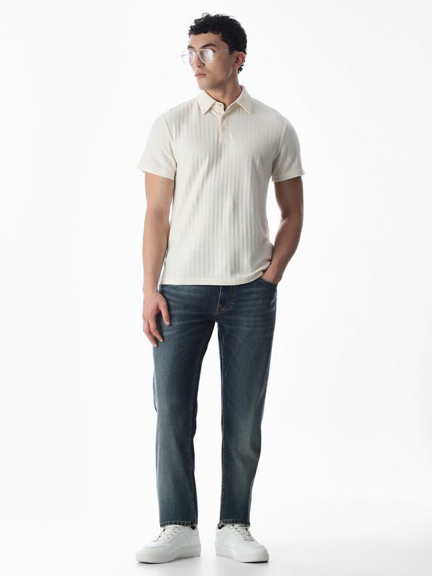 JACK & JONES Men White Cotton Blend Polo Neck T-Shirt - Image 6