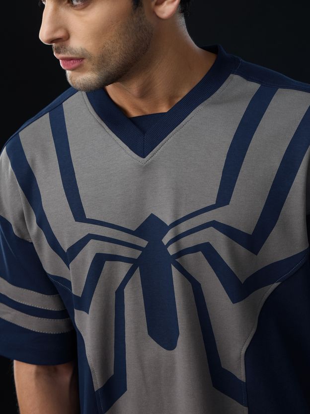 The Souled Store Men Navy Blue V Neck T-Shirt - Image 4