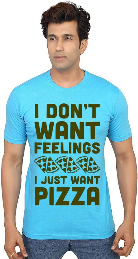 Aseria Men Printed Round Neck Pure Cotton Blue T-Shirt