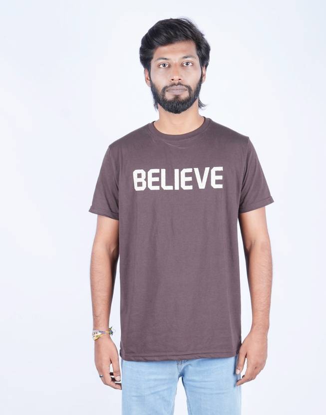 Turtlebay Clothing Men Solid Round Neck Polyester Brown T-Shirt