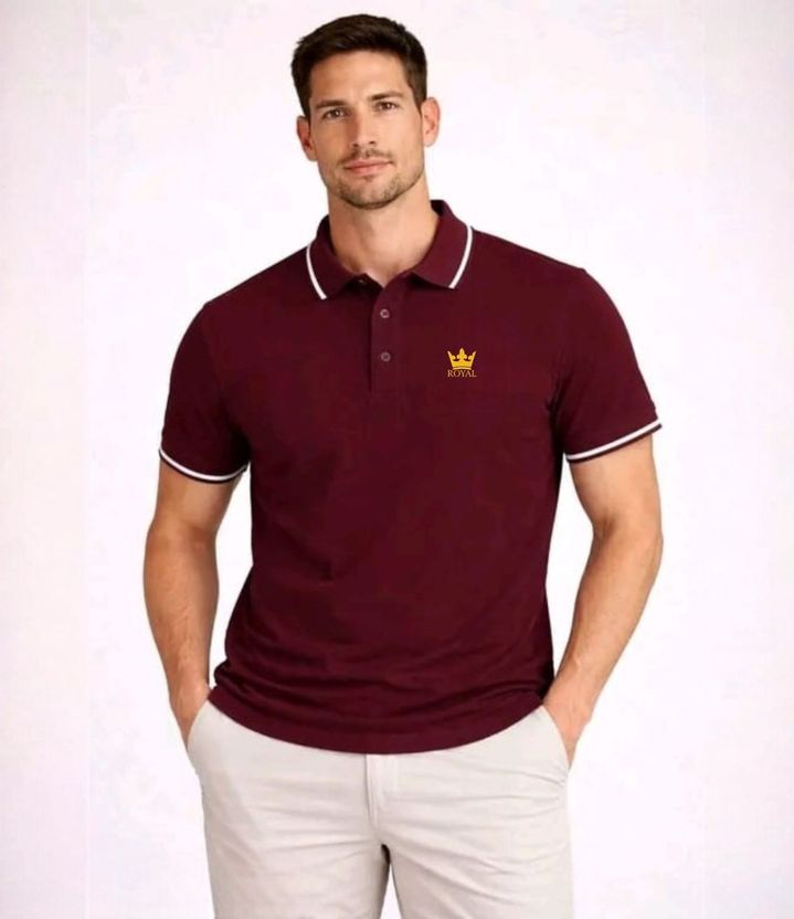AACHIPAN Men Dark Blue Polo Neck T-Shirt - Image 5