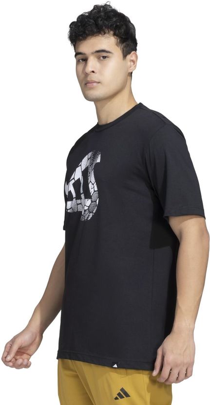 Adidas Men Black Cotton Blend T-Shirt - Image 4