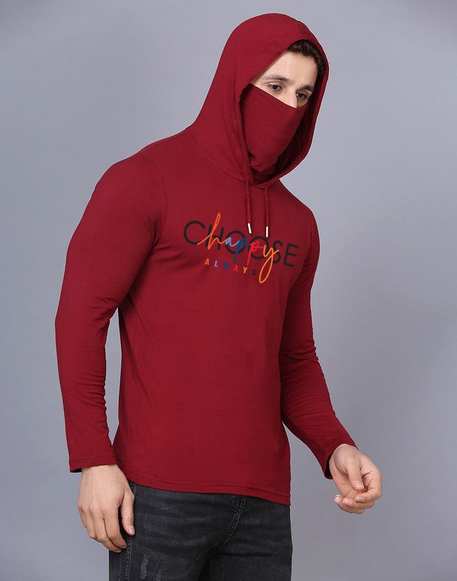 TEEFOX Typography Men Hooded Neck Black T-Shirt - Image 6