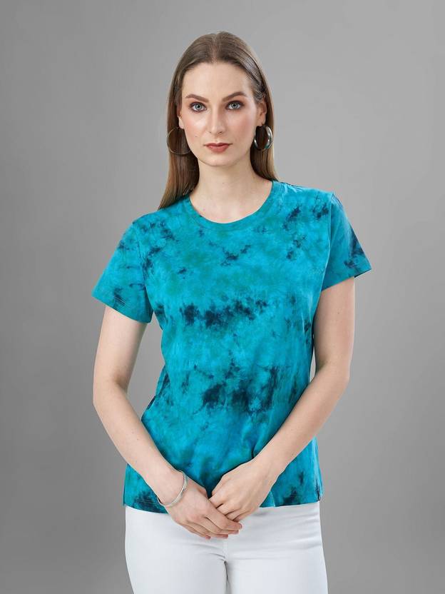 TITTLI Tie & Dye Women Round Neck Blue T-Shirt