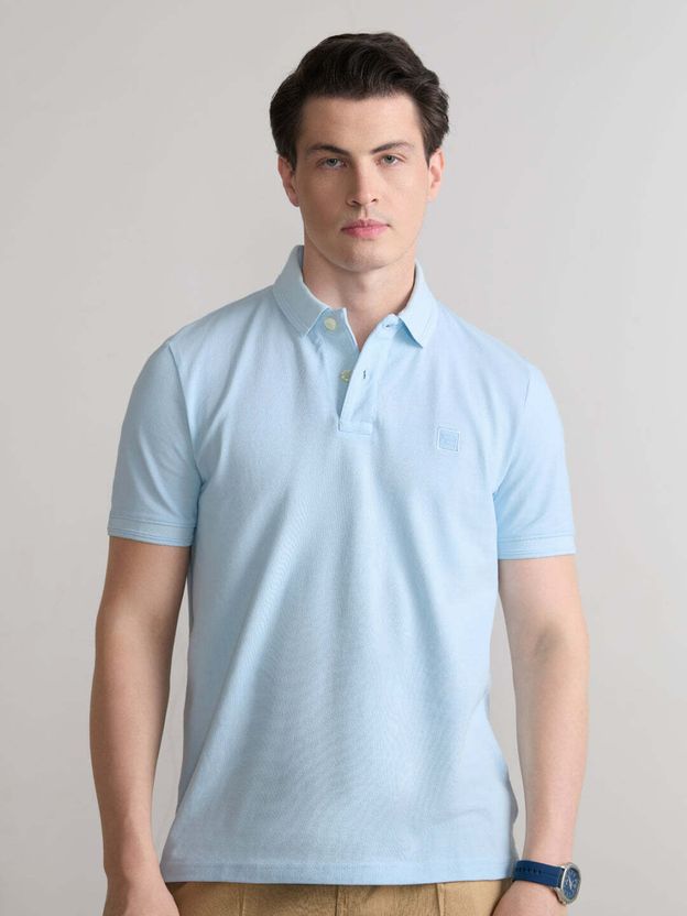 Blue Buddha Men Beige Cotton Polo T-Shirt - Image 5