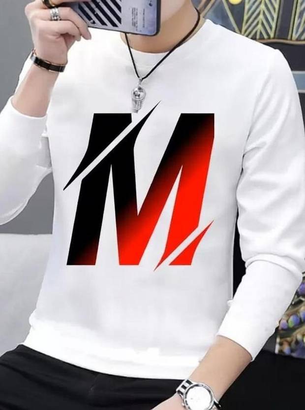ApheFashion Men Printed Round Neck Polyester White T-Shirt