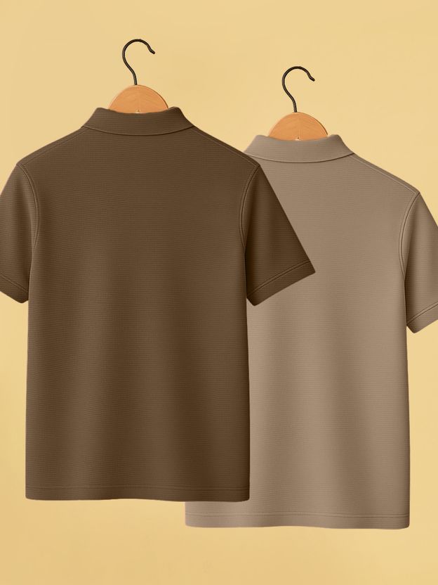 Yazole Men Polo Neck Brown T-Shirt - Image 2