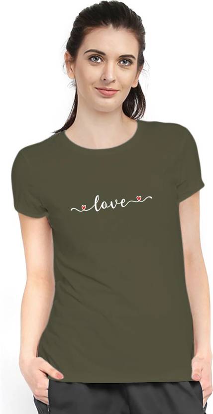 Stylimo Typography Women Round Neck Green T-Shirt