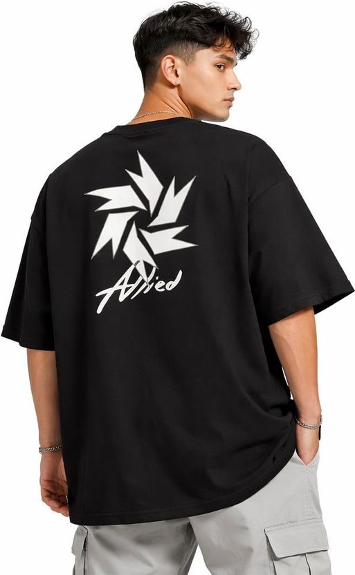 REDkLO Men Black Cotton Blend T-Shirt - Image 3