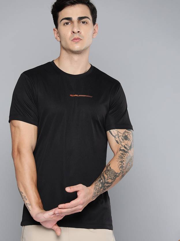 HRX by Hrithik Roshan Men Solid Round Neck Polyester Black T-Shirt