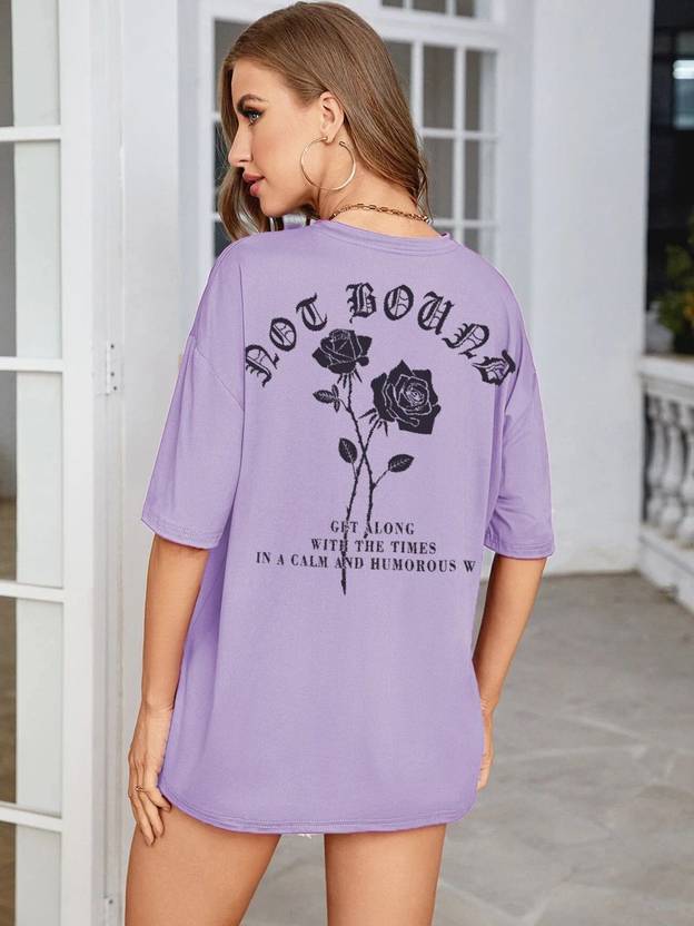RIGO Printed Women Round Neck Purple T-Shirt