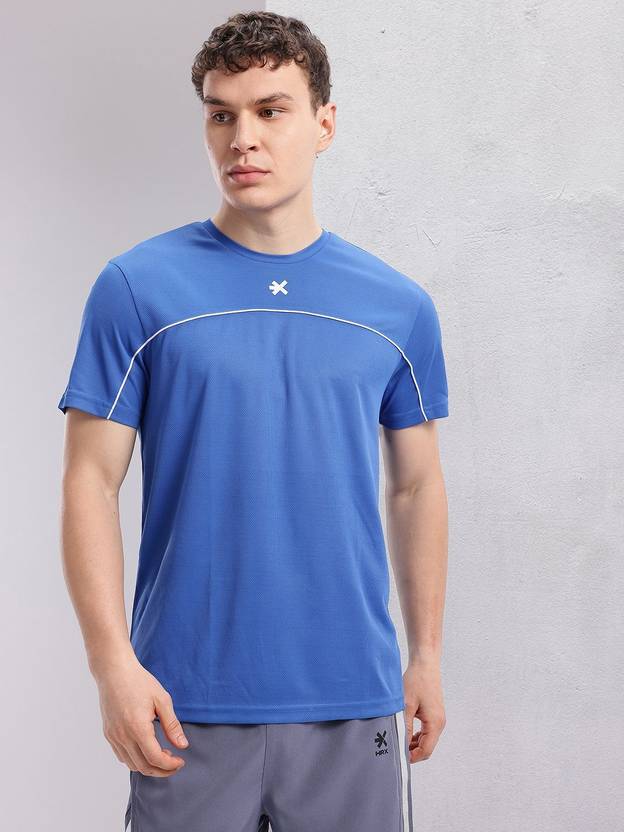 HRX by Hrithik Roshan Men Printed Round Neck Polyester Blue T-Shirt