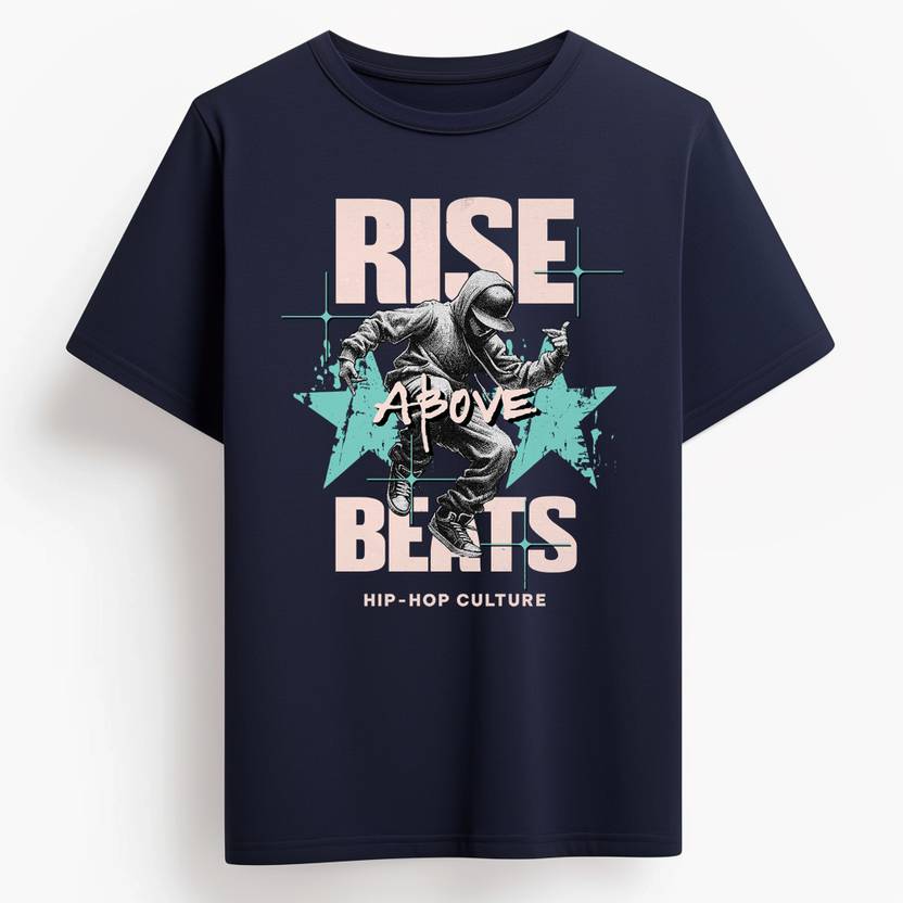 Toodleplus Printed Men Round Neck Dark Blue T-Shirt