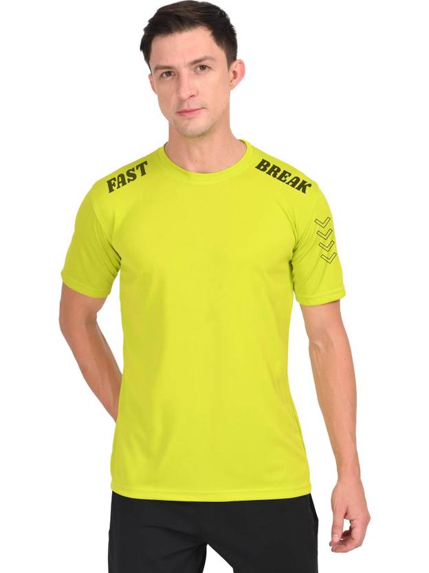 3colors Men Solid Round Neck Polyester Green T-Shirt