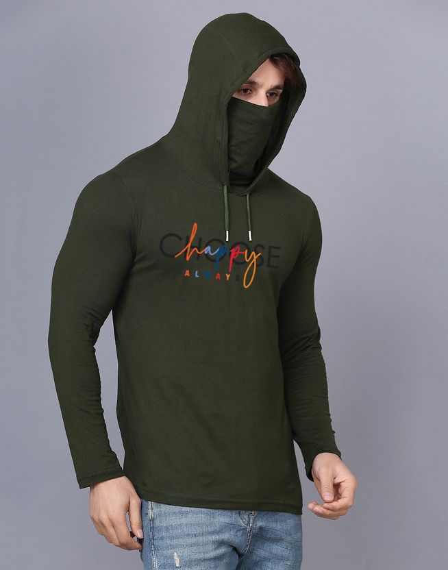 TEEFOX Typography Men Hooded Neck Black T-Shirt - Image 8