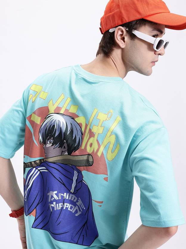 Kook N Keech Men Printed Round Neck Pure Cotton Blue T-Shirt