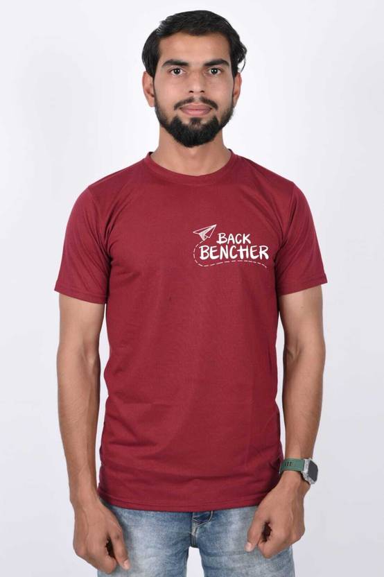 Mintos Men Solid Round Neck Polycotton Maroon T-Shirt