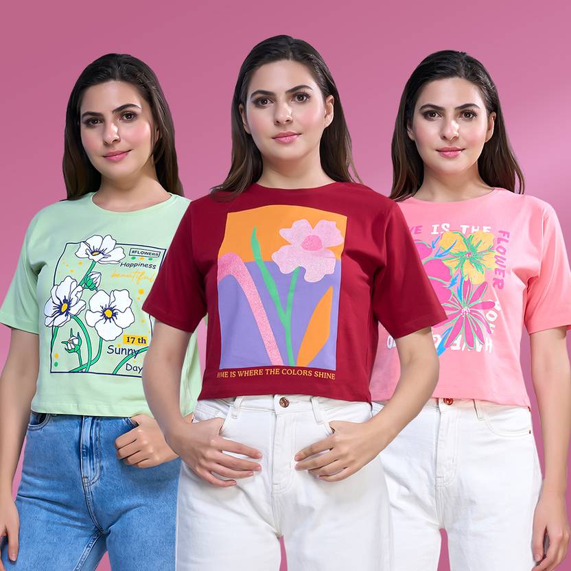 Zuniors-SSC Graphic Print Women Round Neck Multicolor T-Shirt