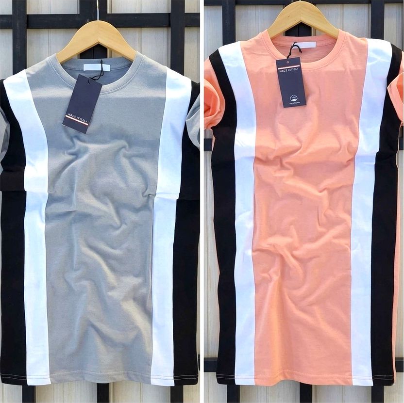 Gofit Men Colorblock Round Neck Polyester T-Shirt (Grey, Pink) - Image 1