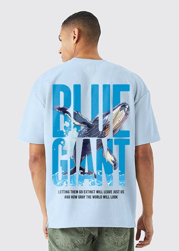 Pronk Men Graphic Print Crew Neck Pure Cotton Blue T-Shirt