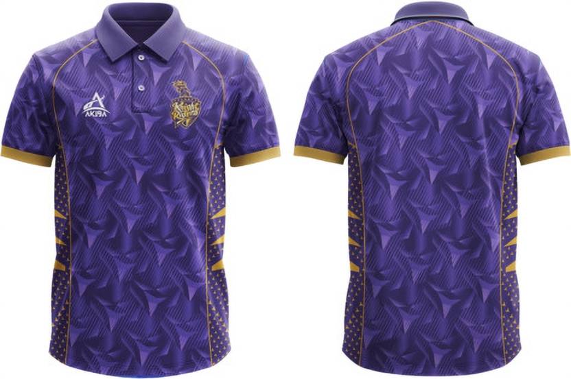 AKIBA Couple Printed V Neck Polyester Purple T-Shirt